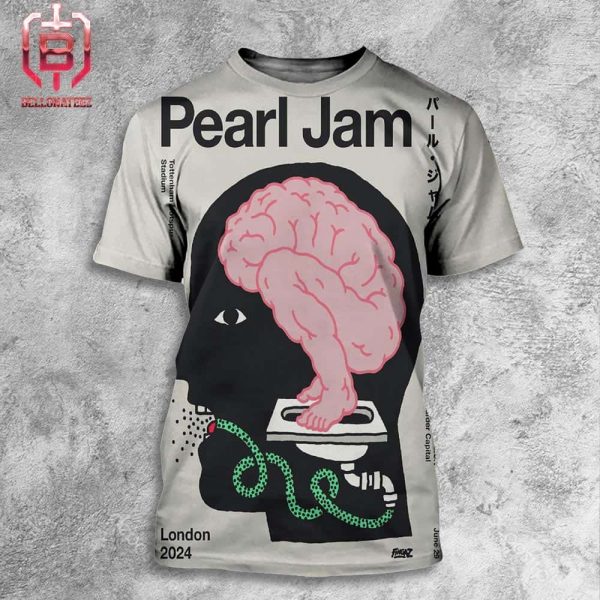 Pearl Jam Event Merch Art Poster By Broken Fingaz At Tottenham Hotspur Stadium London UK On June 29th 2024 All Over Print Shirt