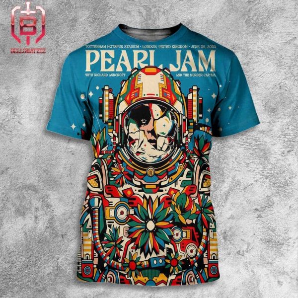 Pearl Jam Event Merch Art Poster By Van Orton At Tottenham Hotspur Stadium London UK On June 29th 2024 All Over Print Shirt