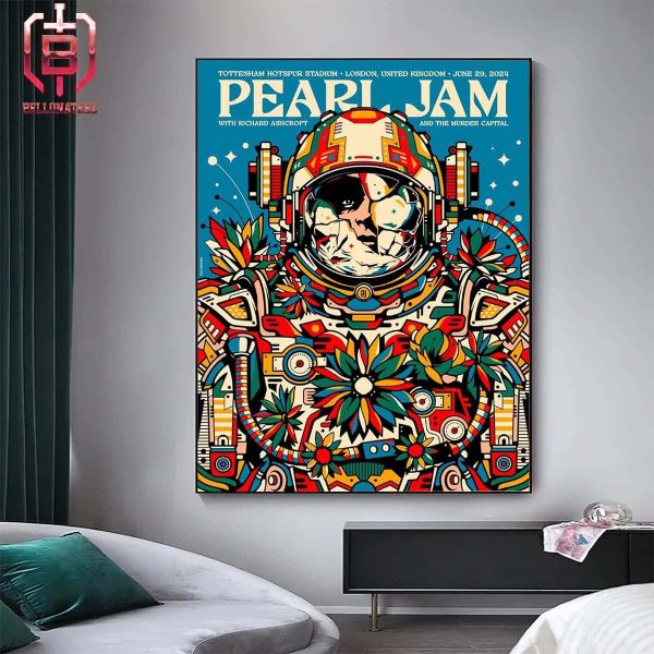 Pearl Jam Event Merch Art Poster By Van Orton At Tottenham Hotspur Stadium London UK On June 29th 2024 Home Decor Poster Canvas