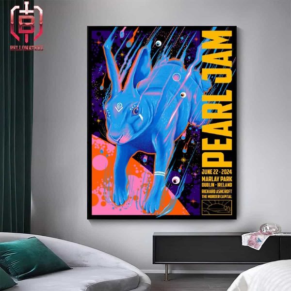 Pearl Jam Event Poster Art By Doaly Whelans Live At Marlay Park In Dublin Ireland On June 22 2024 Home Decor Poster Canvas