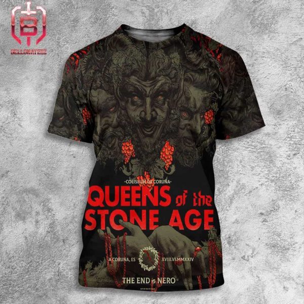 Queen Of The Stone Ages The End Is Nero At Coliesum Da Coruna In A Coruna ES On June 18th 2024 All Over Print Shirt