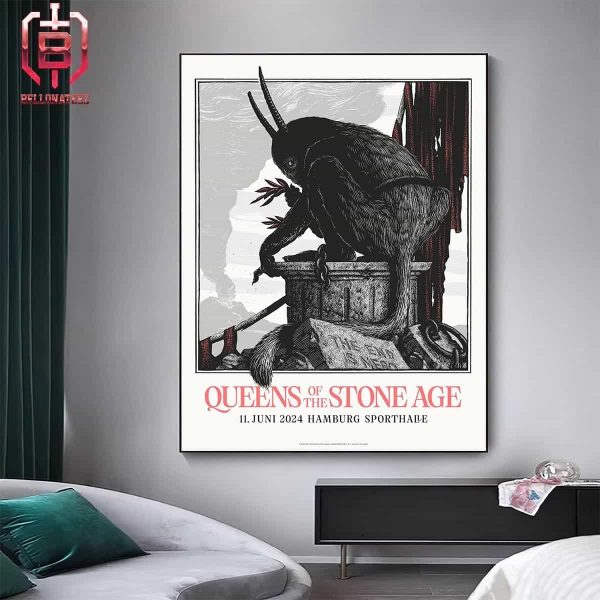 Queens Of The Stone Age Event Poster For Show At Sporthalle Hamburg Germany On June 11 2024 Home Decor Poster Canvas
