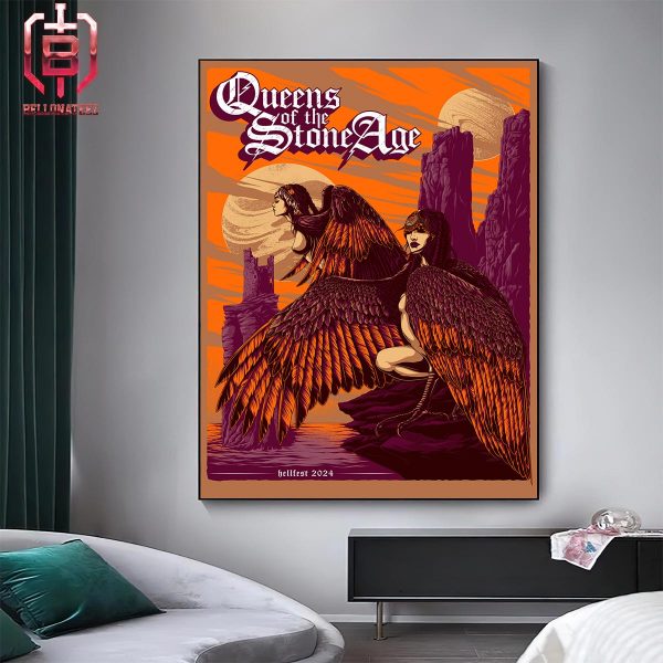 Queens Of The Stone Age Event Poster Hellfest 2024 On June 29th 2024 At Clisson France Home Decor Poster Canvas