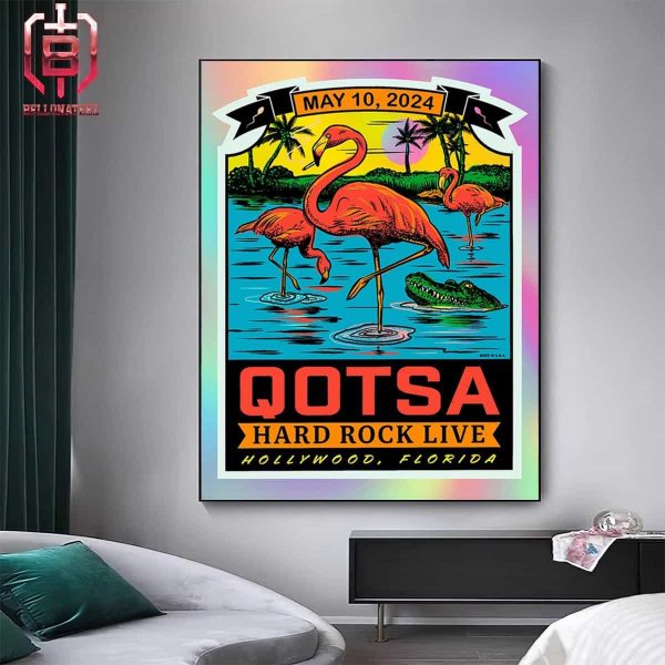 Queens Of The Stone Age Miami Foil Color Print Poster At Hard Rock Live Hollywood Florida On May 10th 2024 Home Decor Poster Canvas