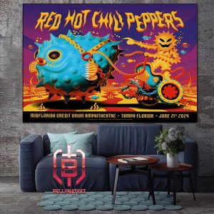 Red Hot Chili Peppers Event Poster At Midflorida Credit Union Amphitheatre Tampa FL On June 21st 2024 Home Decor Poster Canvas