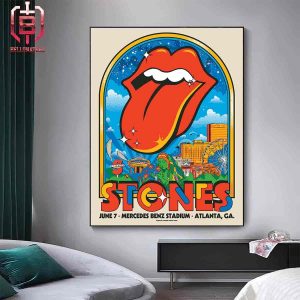 Rolling Stones Event Lithograph Poster For Mercedes Benz Stadium On Atlanta GA On June 7th 2024 Home Decor Poster Canvas