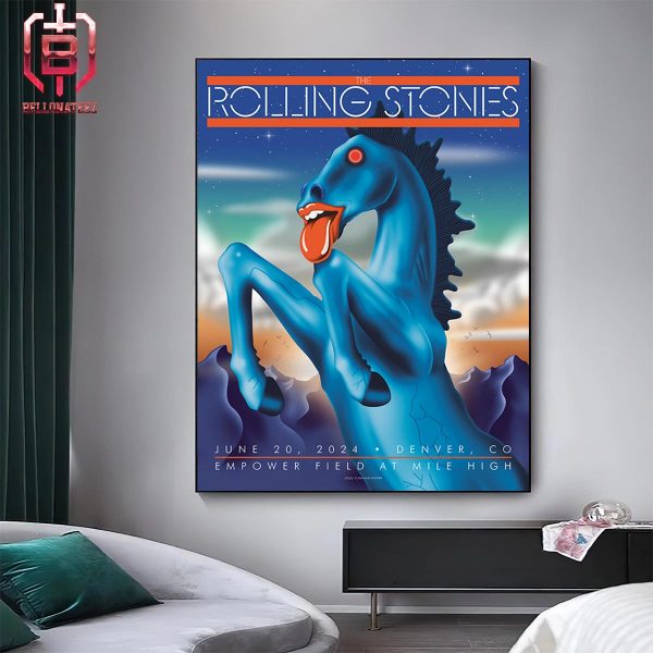 Rolling Stones Event Lithograph Poster For Show At Empower Field At Mile High Denver CO On June 20th 2024 Home Decor Poster Canvas
