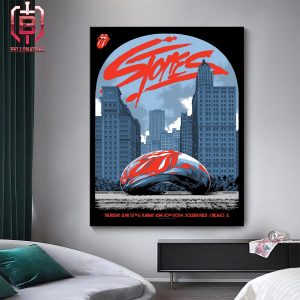 Rolling Stones Event Lithograph Poster For Show At Solider Field Chicago IL On June 27th And 30th 2024 Home Decor Poster Canvas