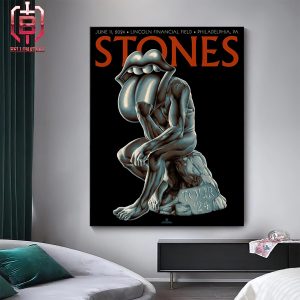 Rolling Stones Merch Lithograph Poster For Show At Lincoln Financial Field In Philadelphia PA On June 11th 2024 Home Decor Poster Canvas