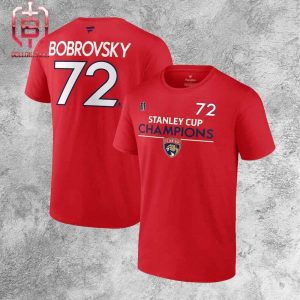 Sergei Bobrovsky Florida Panthers 2024 Stanley Cup Champions Authentic Pro Name And Number Two Sides Unisex T-Shirt