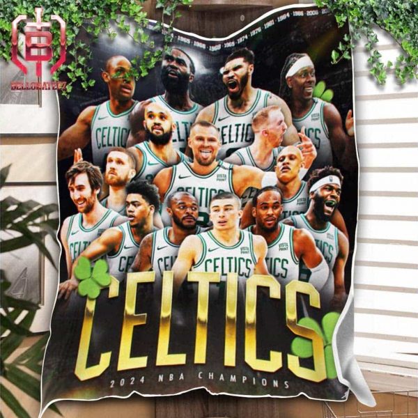 The Boston Celtics Are 2024 Nba Champions Banner 18 Is Here Room Decor Fleece Blanket