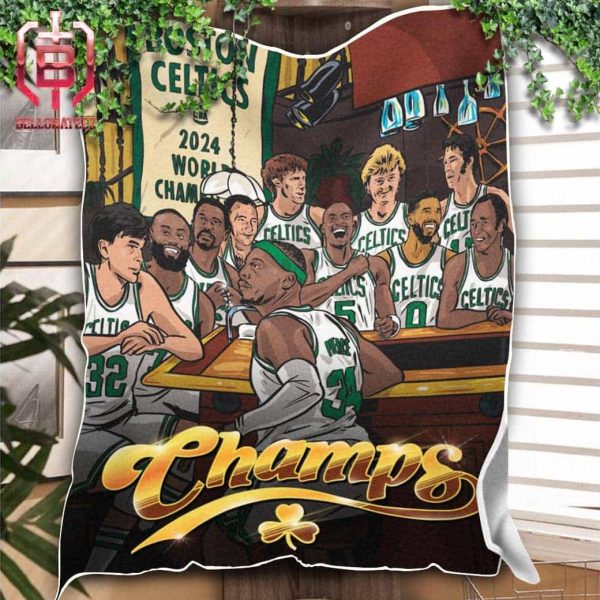 The Celtics Legends Table Just Got A Little Bigger Tatum And Brown Are The Lastest With 2024 NBA Champions Room Decor Fleece Blanket