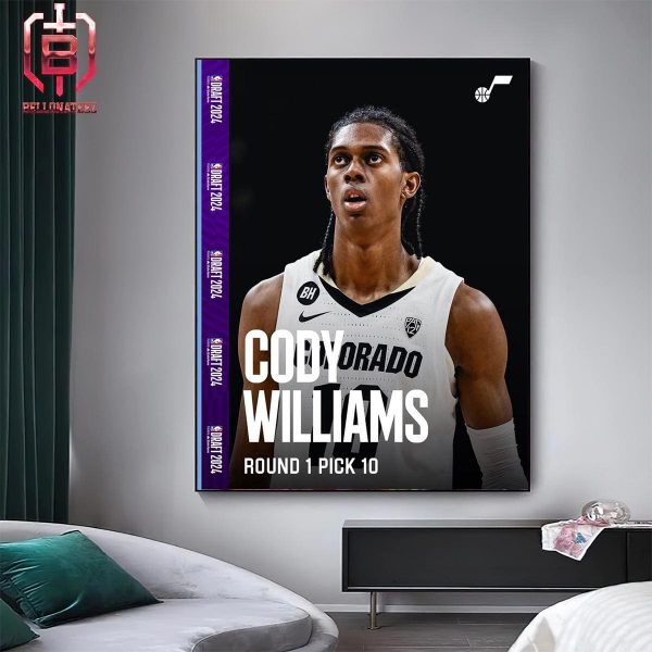 With The 10th Pick Of The 2024 NBA Draft Utah Jazz Select Cody Williams Home Decor Poster Canvas