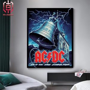 AC DC Merch Event Illustrated Poster Power Up Tour 2024 At Letzugrund Stadium Zurich Switzerland On June 29th 2024 Home Decor Poster Canvas