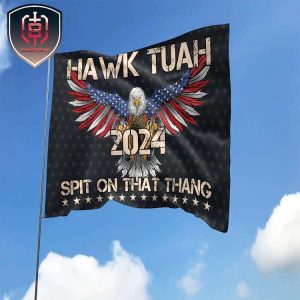 American Eagle Hawk Tuah Flag Spit on That Thang Funny 2 Sides Garden House Flag