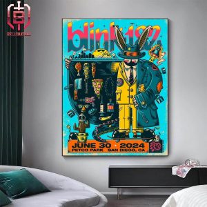 Blink-182 Artwork Poster For Show At Petco Park San Diego CA On June 30th 2024 Home Decor Poster Canvas