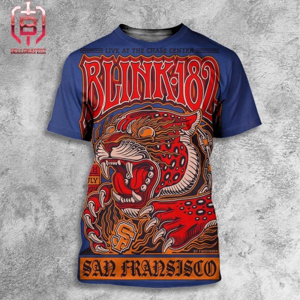 Blink 182 Merch Art Limited Poster Live At The Chase Center San Francisco On July 9th 2024 All Over Print Shirt