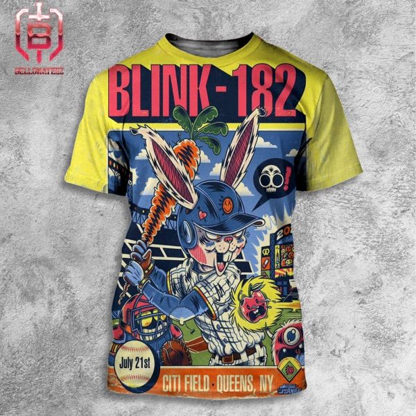 Blink-182 One More Time 2024 Tour Merch Event Poster At Citi Field Queen NY On July 21st 2024 All Over Print Shirt
