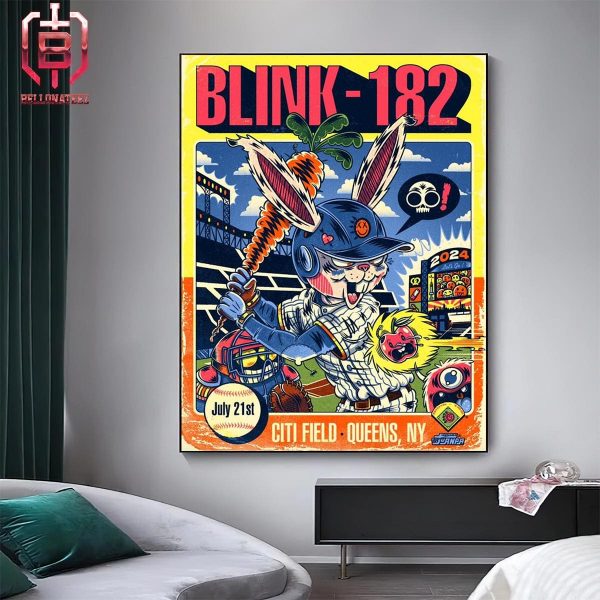 Blink-182 One More Time 2024 Tour Merch Event Poster At Citi Field Queen NY On July 21st 2024 Home Decor Poster Canvas