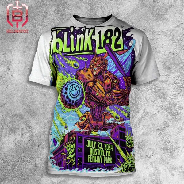 Blink-182 One More Time Tour 2024 Merch Limited Event Poster At Fenway Park Boston MA On July 23rd 2024 All Over Print Shirt
