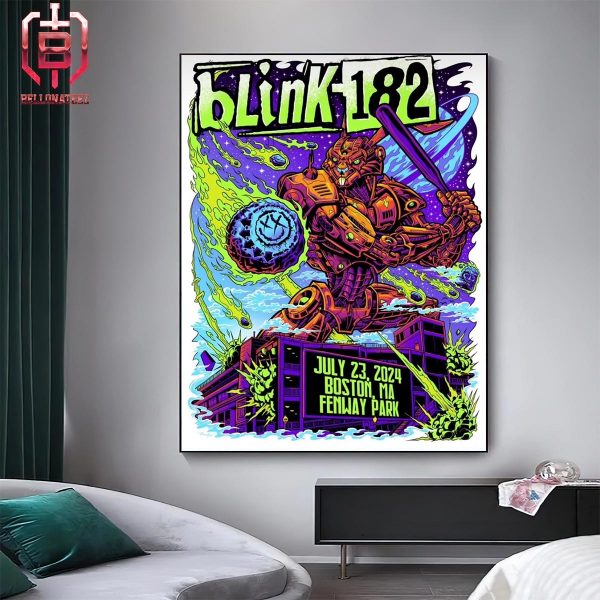 Blink-182 One More Time Tour 2024 Merch Limited Event Poster At Fenway Park Boston MA On July 23rd 2024 Home Decor Poster Canvas