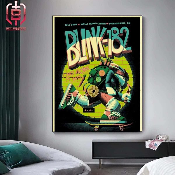 Blink-182 One More Time Tour 2024 Merch Limited Event Poster At Wells Fargo Center In Philadelphia PA On July 26th 2024 Home Decor Poster Canvas
