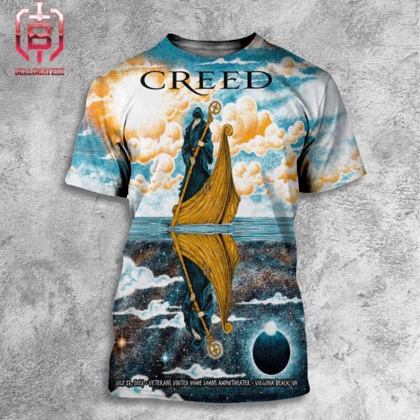 Creed Band Summer Tour 2024 Event Poster At Veterans Home Loans Amphitheater Virginia Beach VA On July 27 2024 All Over Print Shirt