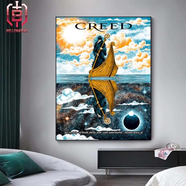Creed Band Summer Tour 2024 Event Poster At Veterans Home Loans Amphitheater Virginia Beach VA On July 27 2024 Home Decor Poster Canvas