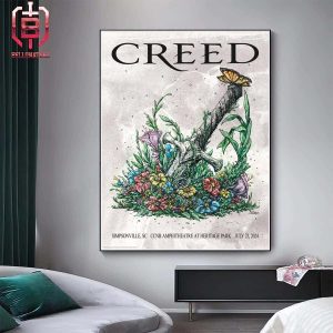 Creed Band Summer Tour Event Poster At CCNB Amphitheatre At Heritage Park Simpsonville SC On July 23th 2024 Home Decor Poster Canvas
