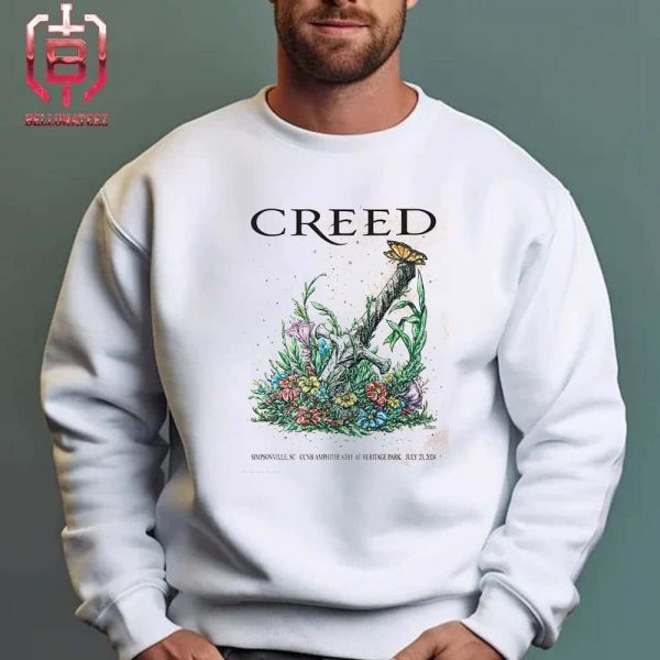 Creed Band Summer Tour Event Poster At CCNB Amphitheatre At Heritage Park Simpsonville SC On July 23th 2024 Unisex T-Shirt
