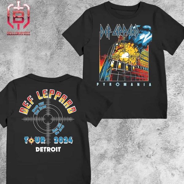Def Leppard Pyromania The Stadium Summer Tour 2024 Event Tee At Comerica Park Detroit MI On July 18th 2024 Two Sides Unisex T-Shirt