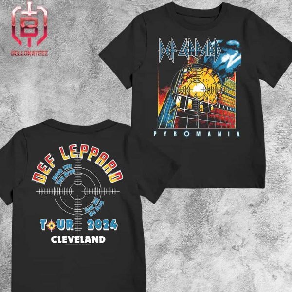 Def Leppard Pyromania The Stadium Summer Tour 2024 Event Tee At Progressive Field Cleveland OH On July 30th 2024 Two Sides Unisex T-Shirt