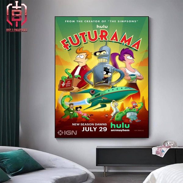 First Poster For Futurama Season 12 Premieres July 29 On Hulu Home Decor Poster Canvas