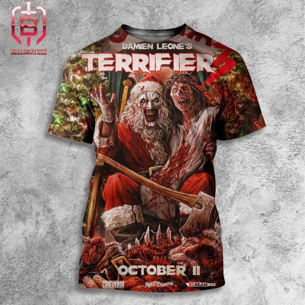 First Poster Of Terrifier 3 Of Damien Leone Only In Theaters October 11th 2024 All Over Print Shirt