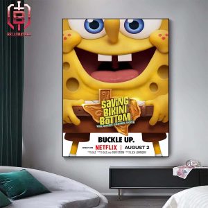 First Posters Of SpongeBob Squarepants For Saving Bikini Bottom A Sandy Cheeks Movie Releasing August 2 On Netflix Home Decor Poster Canvas