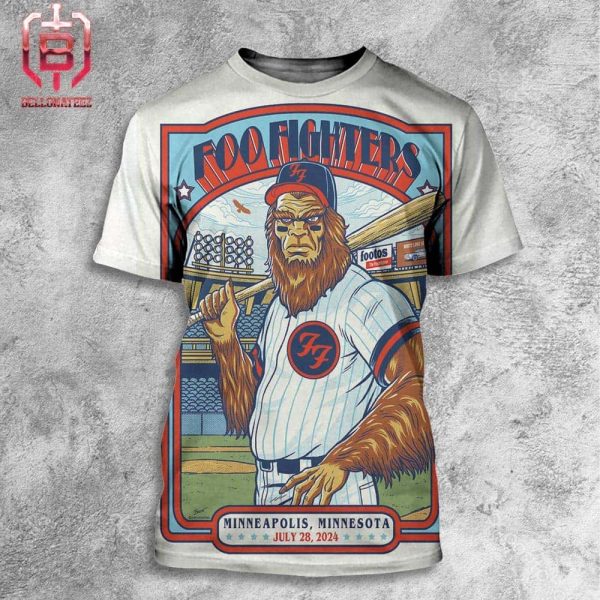 Foo Fighters Everything Or Nothing At All Tour 2024 Event Poster At Minneapolis Minnesota On July 28th 2024 All Over Print Shirt