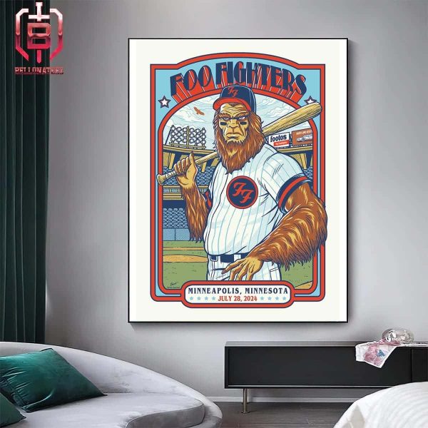 Foo Fighters Everything Or Nothing At All Tour 2024 Event Poster At Minneapolis Minnesota On July 28th 2024 Home Decor Poster Canvas