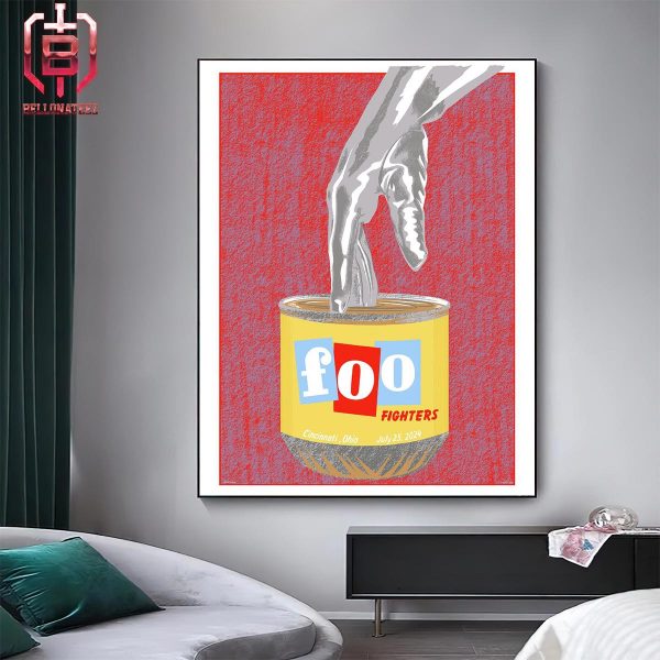 Foo Fighters Everything Or Nothing At All Tour 2024 Merch Limited Event Poster At Great American Ball Park At Cincinnati Ohio On July 25th 2024 Home Decor Poster Canvas