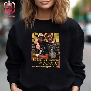 Jaylen Brown And Jayson Tatum On The Slam 251 Lastest Cover Tee Gold Metal Edition Hate It Or Love It The Celtics Are Back On Top Unisex T-Shirt