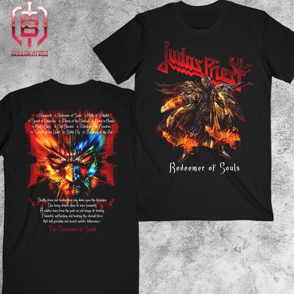 Judas Priest Redeemer Of Souls Tracklist Tee Merchandise Limited Two Sides Unisex T-Shirt