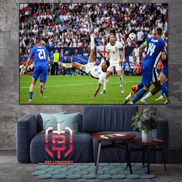 Jude Bellingham Saves England With A Goal By A Bicycle Kick In 95th Minute England Versus Slovakia Euro Germany 2024 Home Decor Poster Canvas