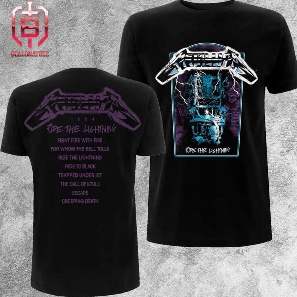 Metallica Celebration 40 Years Of Right The Lightning Vintage Track Tee Merchandise Limited Edition Two Sides Unisex T-Shirt