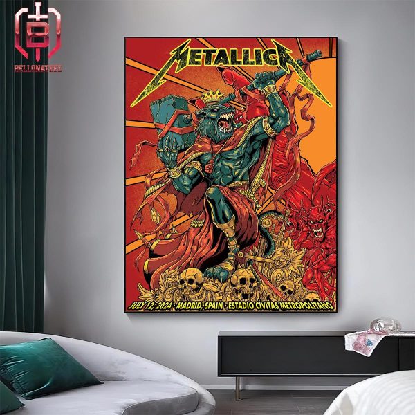 Metallica Final 2024 No Repeat Weekend In Europ M72 World Tour At Estadio Civitas Metropolitano Madrid Spain On July 12th 2024 Home Decor Poster Canvas