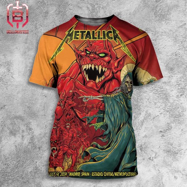 Metallica Final 2024 No Repeat Weekend In Europe M72 World Tour At Estadio Civitas Metropolitano Madrid Spain On July 14th 2024 All Over Print Shirt
