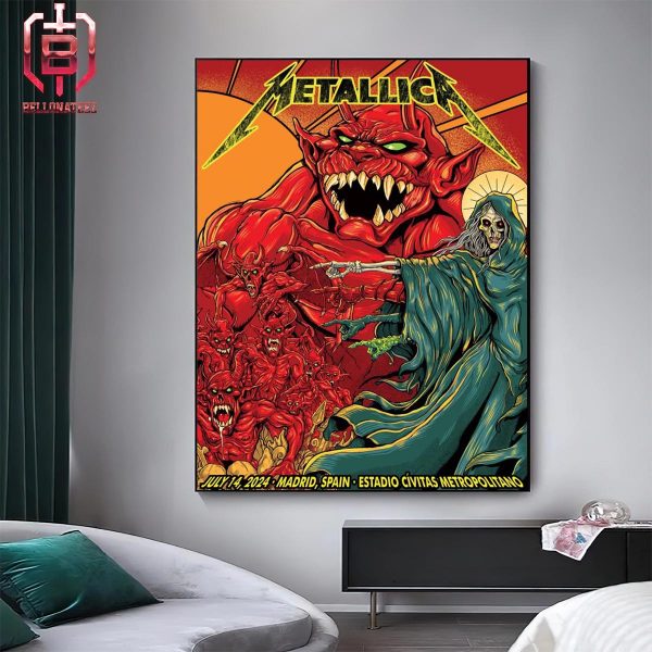 Metallica Final 2024 No Repeat Weekend In Europe M72 World Tour At Estadio Civitas Metropolitano Madrid Spain On July 14th 2024 Home Decor Poster Canvas