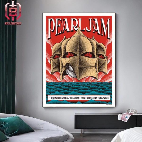 Pearl Jam Dark Matter World Tour Barcelona Event Poster With The Murder Capital At Palau Sant Jordi Barcelona Spain On July 6th 2024 Home Decor Poster Canvas