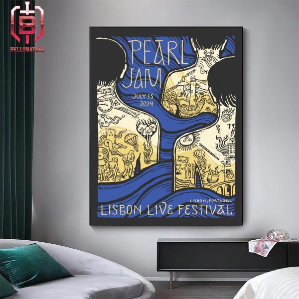 Pearl Jam Event Poster Dark Matter World Tour At Lisbon Live Festival Lisbon Portugal On July 13th 2024 Home Decor Poster Canvas
