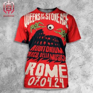 Queens Of The Stone Age Event Merch Poster At Roma Summer Fest At Auditorium Parco Della Musica On July 4th 2024 All Over Print Shirt