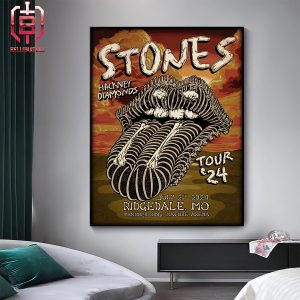 Rolling Stones Merch Limited Lithograph Poster At Thunder Ridge Nature Arena Ridgedale Mo On July 21st 2024 Home Decor Poster Canvas