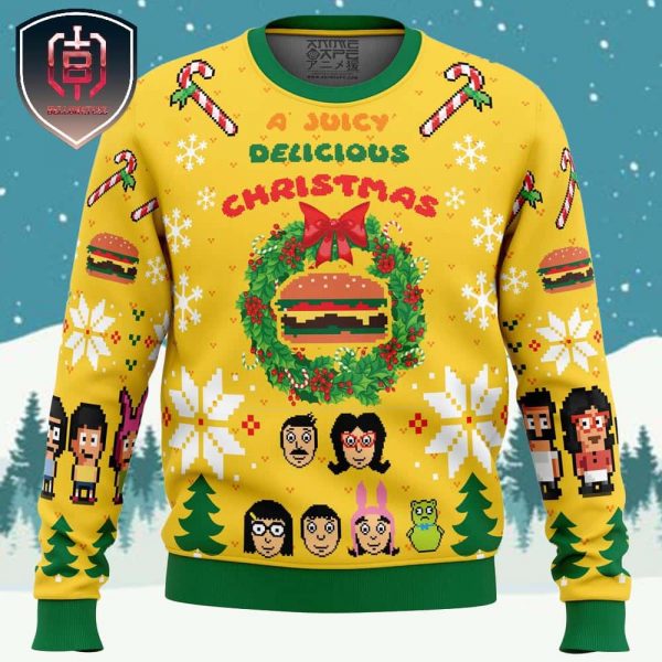 A Juicy Delicious Christmas Bobs Burgers Xmas Holiday Gift Ugly Christmas Sweater